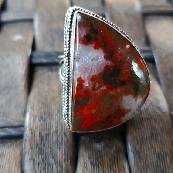New Huge Seam Agate Antique Design 925 Silver Statement Ring. - Picture 14 of 16